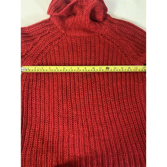 Knit Sweater Women Large Turtle Neck Red Pull Over - Picture 8 of 9